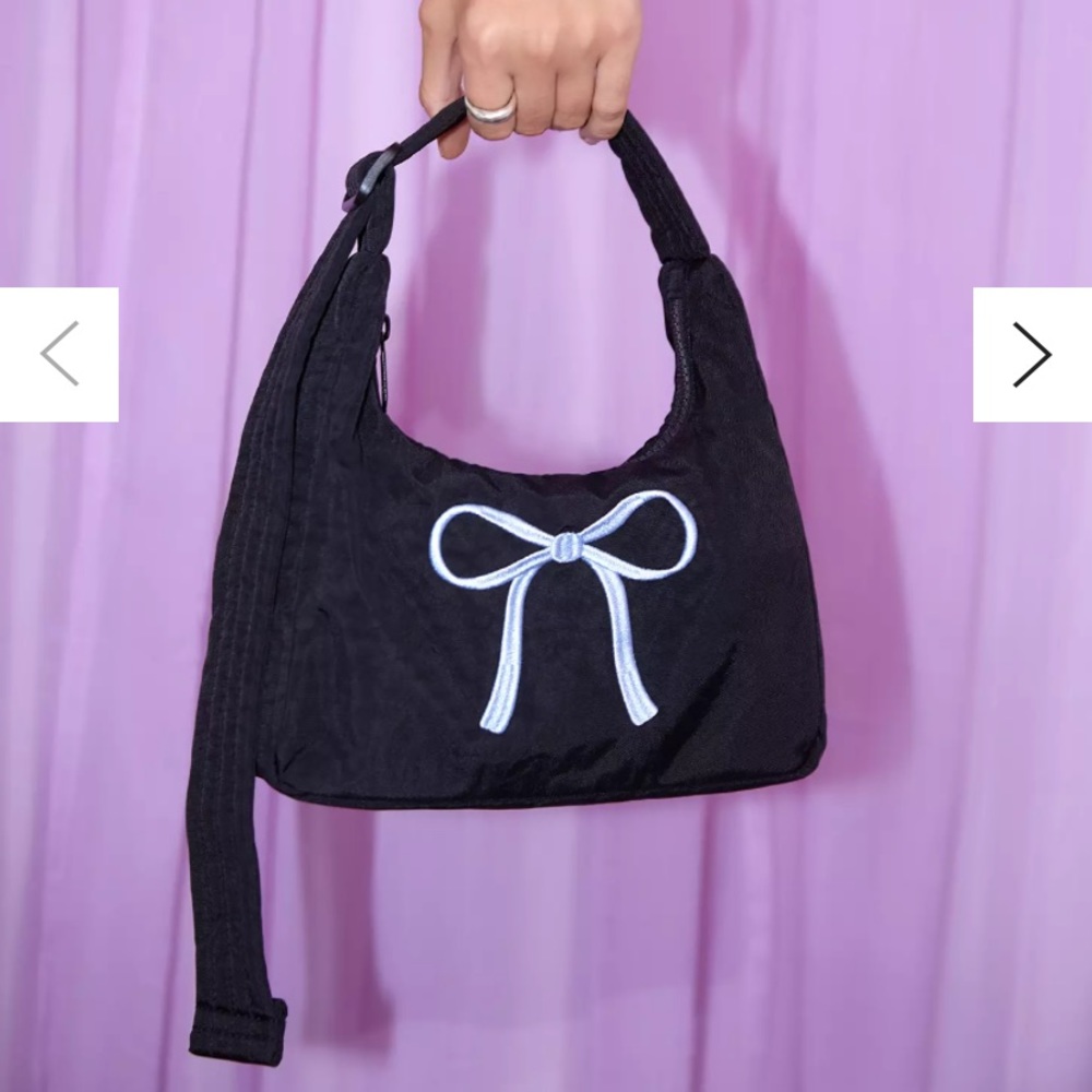 New BAGGU UO Exclusive Embroidered Bow Mini Nylon Shoulder Bag - Picture 3 of 4